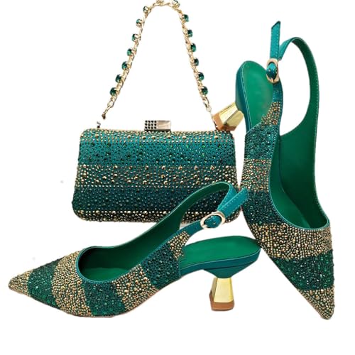 Escarpins en satin strass et pochette assortie pour femme design italien