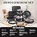 Granitestone Ceraluxe 20 Pc Ceramic Cookware Set Nonstick, Complete Pots and Pans Set Non Stick for Kitchen with Bakeware, Utensils & Steamer, Non Toxic Made Without PFOA PFOS, Oven & Dishwasher Safe