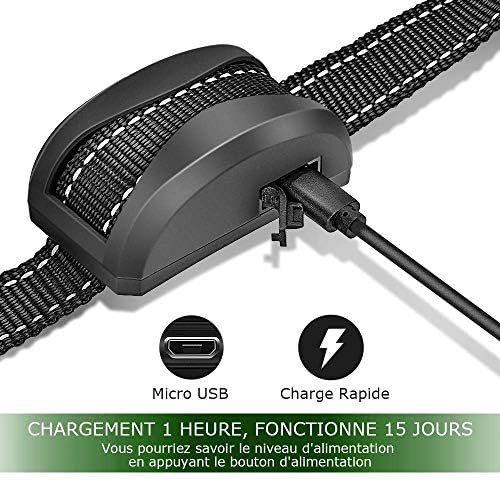 Collier Anti-aboiement Chien - 3 Modes Choc Électrique/Vibration/Sensibilité Aide au Dressage Inoffensif Automatique IP65 Batterie Rechargeable Sangle Reflechissant Réglable pour Petit Gros Chien