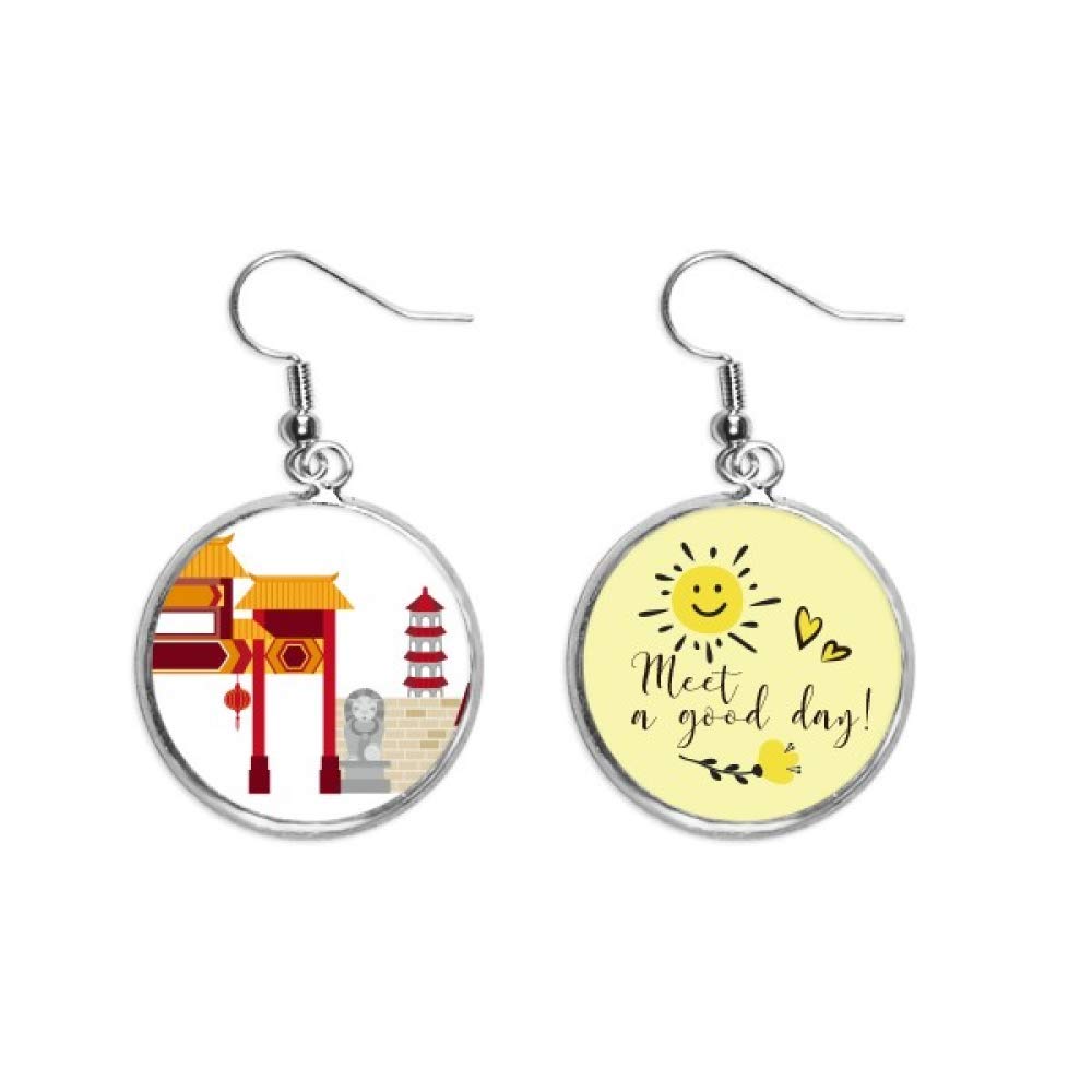 Boucles d'oreilles fleur soleil et lion chinois, le cadeau idéal