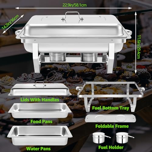 Chafing Dishes for Buffet 5 Pack, 9 QT Full Pan Stainless Steel Chafing Dish Buffet Set Sturdy and High Grade Chafers and Buffet Warmers Sets for Any Party with Complete Set