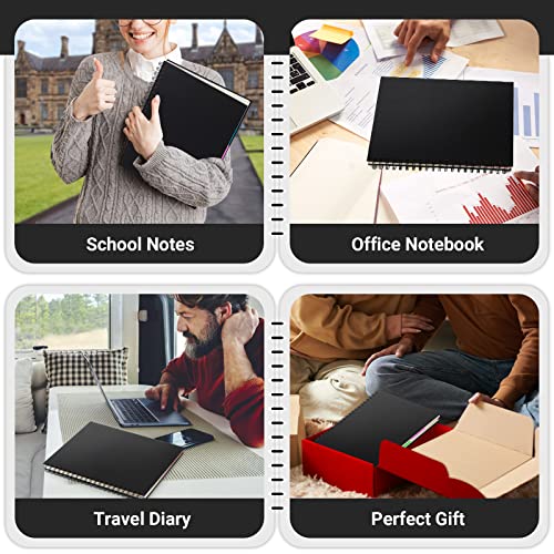 Eusoar Notebook With Tabs, 3 Pack A4 Letter Size11 X 8-1/2", Black Hardcover Spiral 5 Subject Notebook, 120 Sheets/ 240 Pages, 100Gsm College Ruled Paper, Journals For Work Office School Composition #TOP4