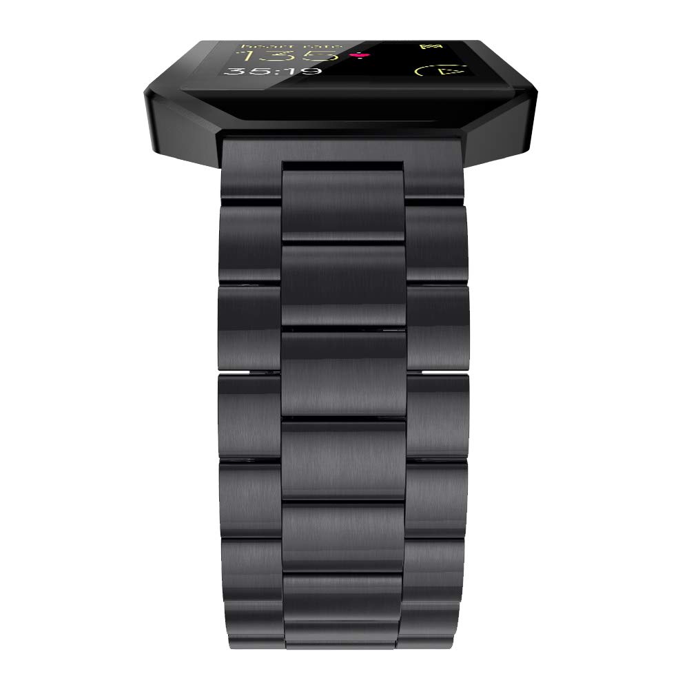 Correa de metal de acero inoxidable para mujeres y hombres con marco de acero inoxidable compatible con Fitbit Blaze, herramienta de extracción Match Link, color negro 9