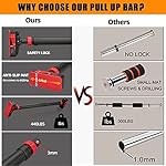 Pull Up Bar for Doorway, Strength Training Pull-up Bars, Chin Up Bar, No Screws, With Level Meter and Adjustable Width for Home Gym Upper Body Workout, No Installation Required, Max Load 440 LBS - Image 2