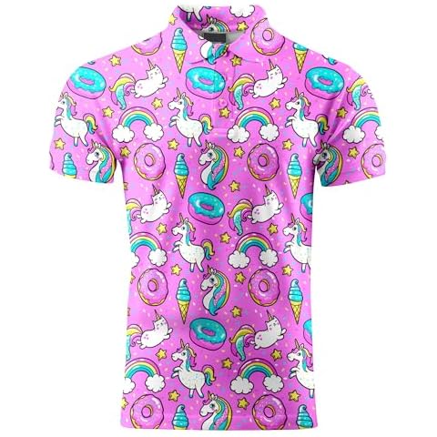 Donuts Funny Golf Shirts for Men,Crazy Novelty Golf Shirts Mens Hawaiian Shirts Short Sleeve Cover