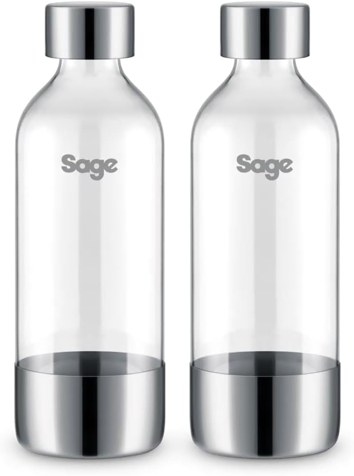 The InFizz Bottles 1L, Compatible with The InFizz Fusion Home Soda Maker - 2 Pack, Brushed Stainless Steel