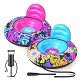 QPAU Neumáticos de nieve con cubierta de lona de alta calidad para niños, paquete de 2 (azul y rosa)