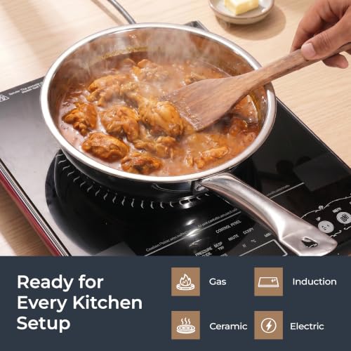 Image of Lifelong Stainless Steel Kadhai (2.5L) & Fry Pan (1.5L) with SS Lid | Induction Bottom, Riveted Handle, Durable Build, Even Heating, Scratch-Free, Dishwasher Safe| Ideal for Frying, Sauteing & Gravies