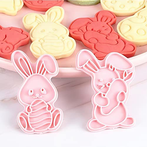Premium Easter Cookie Cutters Set, 6 Pieces Cookie Stamp Biscuit Molds, Pastry Biscuit Cake Fondant Mold Kitchen Tool For Baking Diy, Bunny, Chick, Carrot, Rabbit Cutters #TOP5