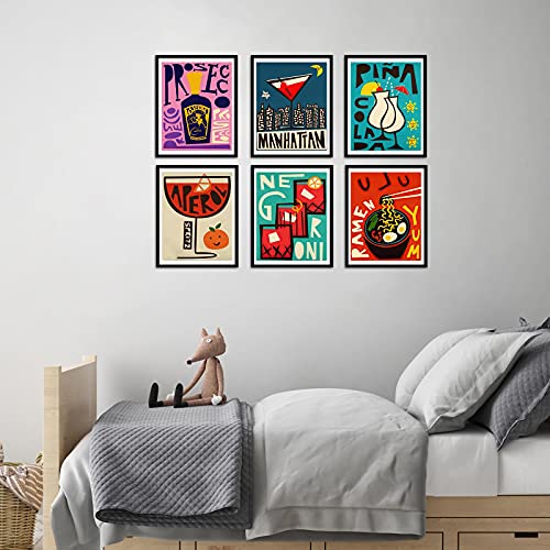 Teetac Abstract Wine Drinks Wall Art Canvas Prints Cute Cartoon Cocktail Juice Aesthetics Pictures Modern Family Rome Wall Decoration For Dining Room, 8 X 10In #TOP4