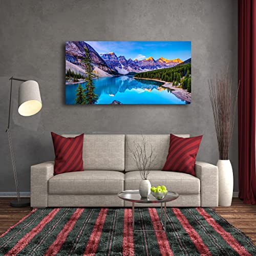 Image of Wall Art Lake Mountain Landscape Picture Print Canvas Wall Art Modern Giclee Artwork Home Decor Stretched and Framed Ready to Hang,2cm Thick Frame, Waterproof Artwork