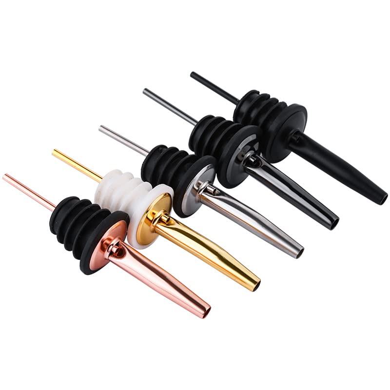 Pafusen 12 Pack Liquor Pour Spout With Dust Caps - Bottle Pourers for Alcohol, Olive Oil - Speed Pourers, Bar Bartender Accessories: Gold + cap 24