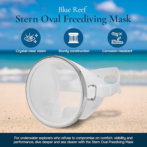 Blue Reef Stern Máscara Oval para Buceo Libre y Snorkel, Vidrio Templado, Silicona para Ajuste Cómodo Blanco miniatura 4