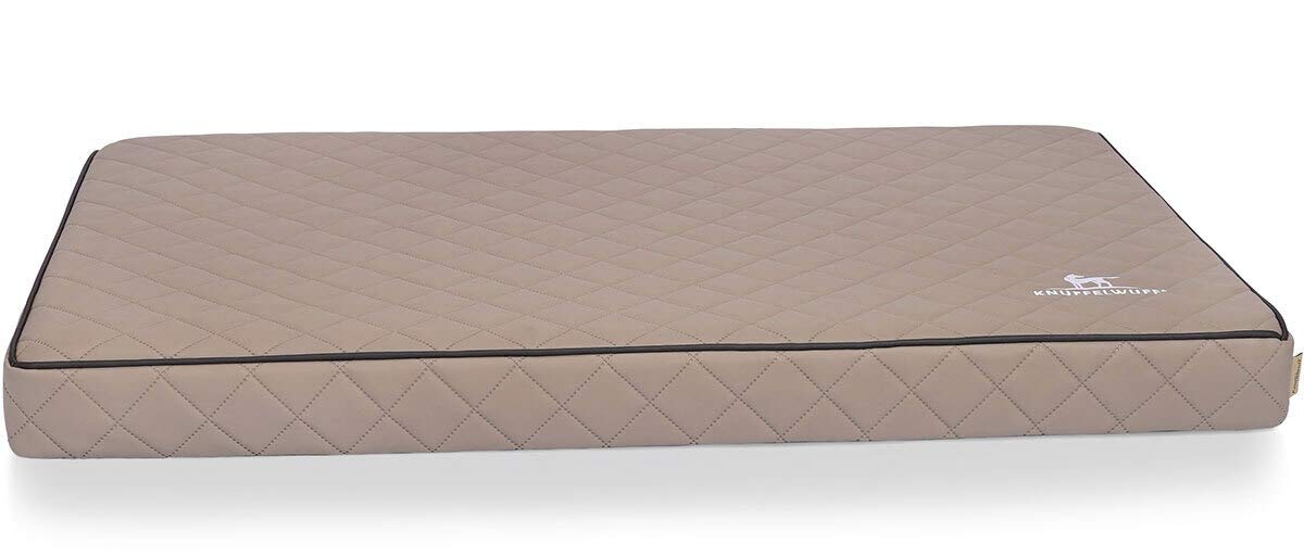 Knuffelwuff Tapis orthopédique pour chien, Coussin orthopédique Juna, similicuir surpiqué au laser, gris 136x84x10cm