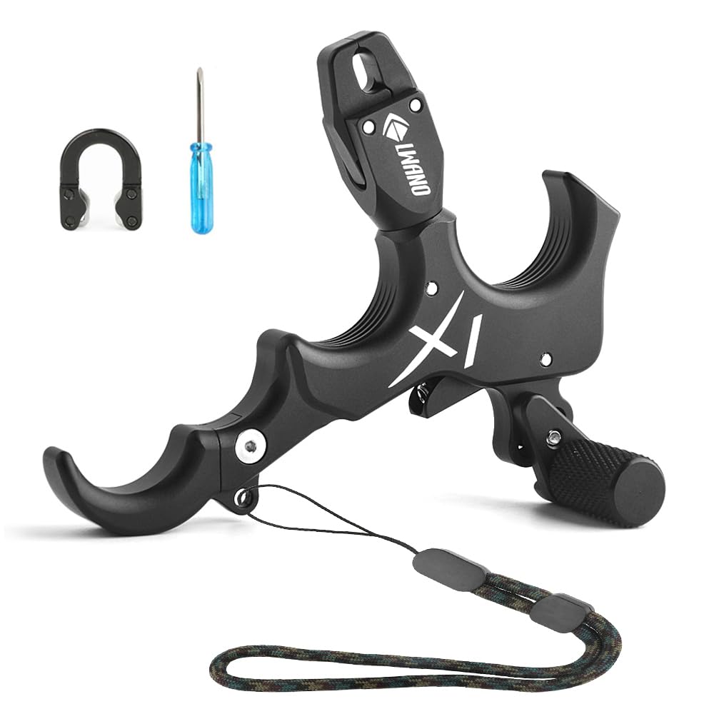 SHARROW Disparadores de Tiro con Arco Thumb Release Aids Arco Compuesto 3 o 4 Dedos Automático Ayuda de liberación con Metal D-Loop