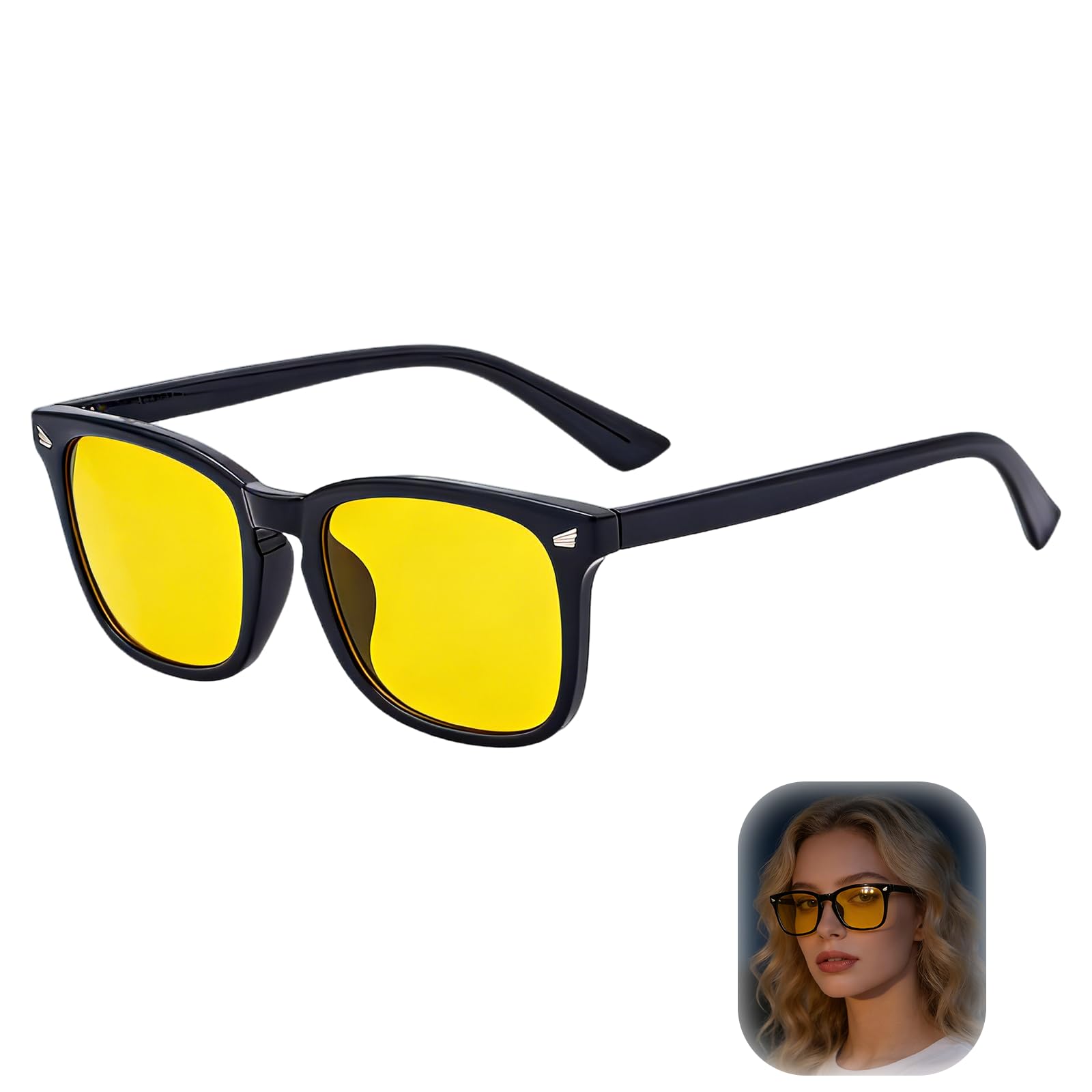 Lunettes de Conduite Nocturne Polarisées - Lunettes Anti-éblouissement pour Hommes et Femmes avec Verres Jaunes, Réduction de Fatigue Visuelle, Protection UV400, Design Élégant et Confortable