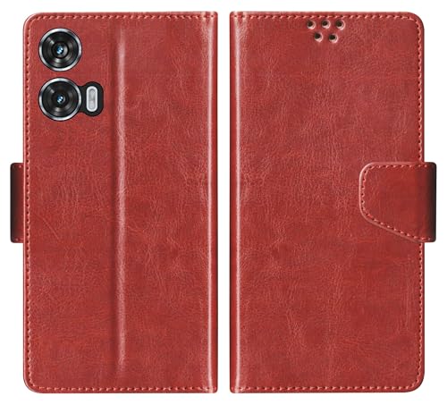 Image of SBMS Flip Cover for Motorola Moto Edge 50 Fusion 5G / Moto G96 / Moto G85 Flip Cover Case Back Cover Case with Magnatic Closure | Inbuilt Stand | Card & Money Pocket (Brown)