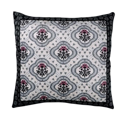 Image of Nendle Printed Holland Velvet Cushion Covers Set of 5, 16 x 16 Inches (40 x 40 cm), Decorative Sofa Cushion Cover with Zipper Closure, Floral Geometric Abstract Bohemian Designs, Multicolor