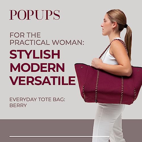 Popups Neoprene Large Tote Bags, Berry - Lightweight And Water-Resistant Neoprene Bag #TOP1