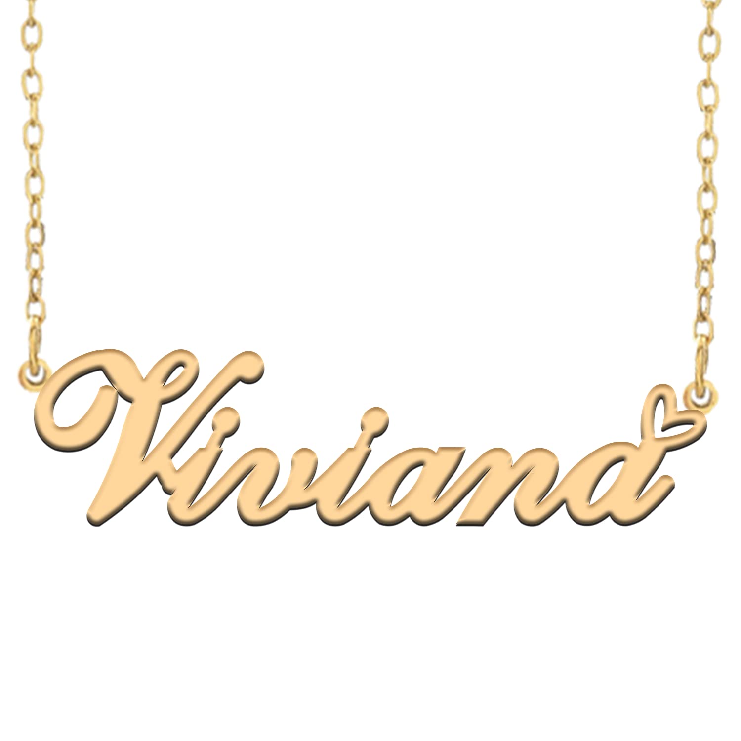 RONKAHSHOWCustom Pendant Name Necklace Customized Personalized 18K Gold with Heart Necklace Best Gift for Women New Year Birthday Mother’s day Christmas wedding Party Gold