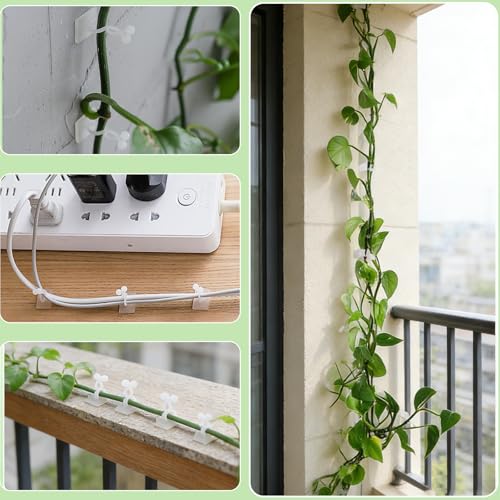 50 Stück Pflanzenclips Wand,Pflanzen Wandhalterung,Clip Selbstklebender Befestigung,Großer Kletterpflanzen,für Rankhilfe Kabelorganisator Kletterhilfe Innenpflanzen Wand Gartenbau Gemüse(Weiß)