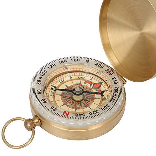 Brújula de bolsillo retro de latón Yosoo con giro 360° miniatura 4