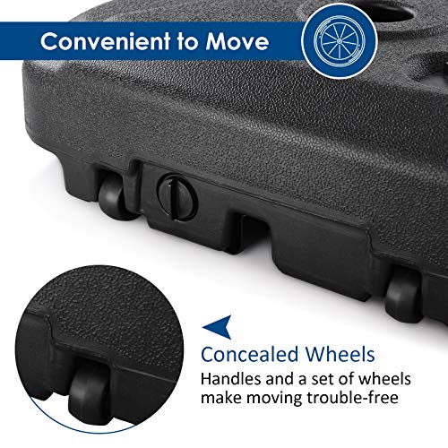 FANTASK Sonnenschirmständer Mit 360° Rädern - 23 Kg Schwer, Für 38/48 Mm Stangen - Schwarz Rattanoptik