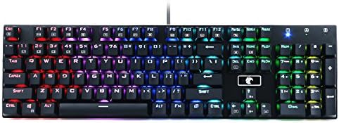 HUO JI E-Yooso Z-88 RGB Mechanical Gaming Keyboard, Red Switch - Linear, Programmable RGB Backlit, Water Resistant, 104 Keys Anti-Ghosting for Mac PC, Black