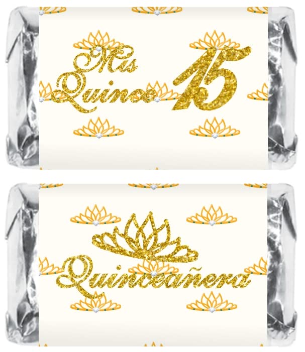 Autocollants mini barre chocolat Quinceanera stickers anniversaire 15 ans Mis Quince déco doré x60