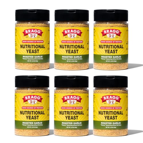 Image of Bragg Nutritional Yeast Roasted Garlic Seasoning - (6 Pack) 3 oz | Kosher, non-GMO, vegan, dairy-free, savory umami flavor, good source of protein & B12, bulk pantry value
