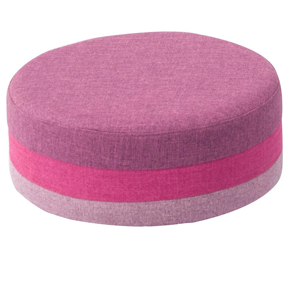 Pouf repose-pieds de qualité en bois massif et tissu éponge rouge