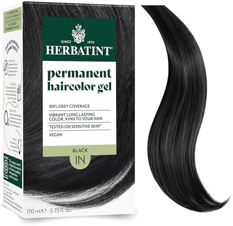 Herbatint Permanent Hair Dye For Women - 1N Black - For Up To 100% Gray Coverage - Ammonia-Free, Alcohol-Free & Vegan - Salon Influenced Hair color 5.75 fl oz