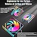 7 Pack ARGB Fans, 4 Forward Fan +3 Reverse Fans， Intelligent Temperature Control (PWM), Fan Speeds Up to 1550 RPM with 28 LED Lights,120 mm RGB Cooling，Black