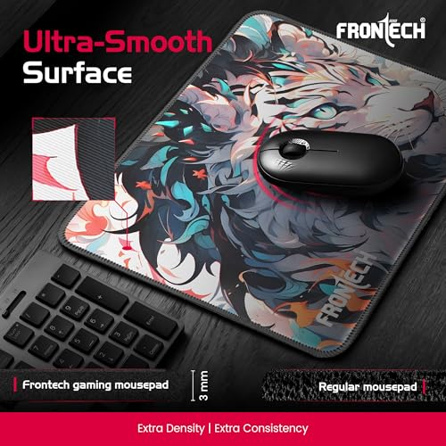 Image of FRONTECH Gaming Mouse Pad | 300mm x 250mm x 2mm | Ultra-Smooth Micro-Textured Surface | Non-Slip Rubber Base | Stitched Edges (MSP-0063 Grey)