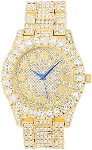Charles Raymond Men's Round Metal Top Color Bling Diamond Index - Diamond Pave Design Cool!!! - ST10327DxxS, Gold - Gold, 9.5 inches, ST10327DxxS (Classic Gold-Gold), gold-gold, Classic