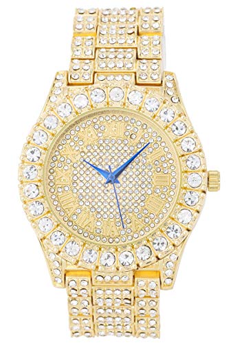 Charles Raymond Bling-ed Out Round Metal Mens Color on Blast Watch with Diamond Time Indicators - Ice on Fire!!! - ST10327DxxS