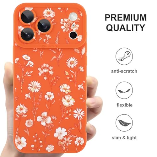 Image of ZIYE for iPhone 17 Pro Max Case Orange Flower Pattern Phone Case