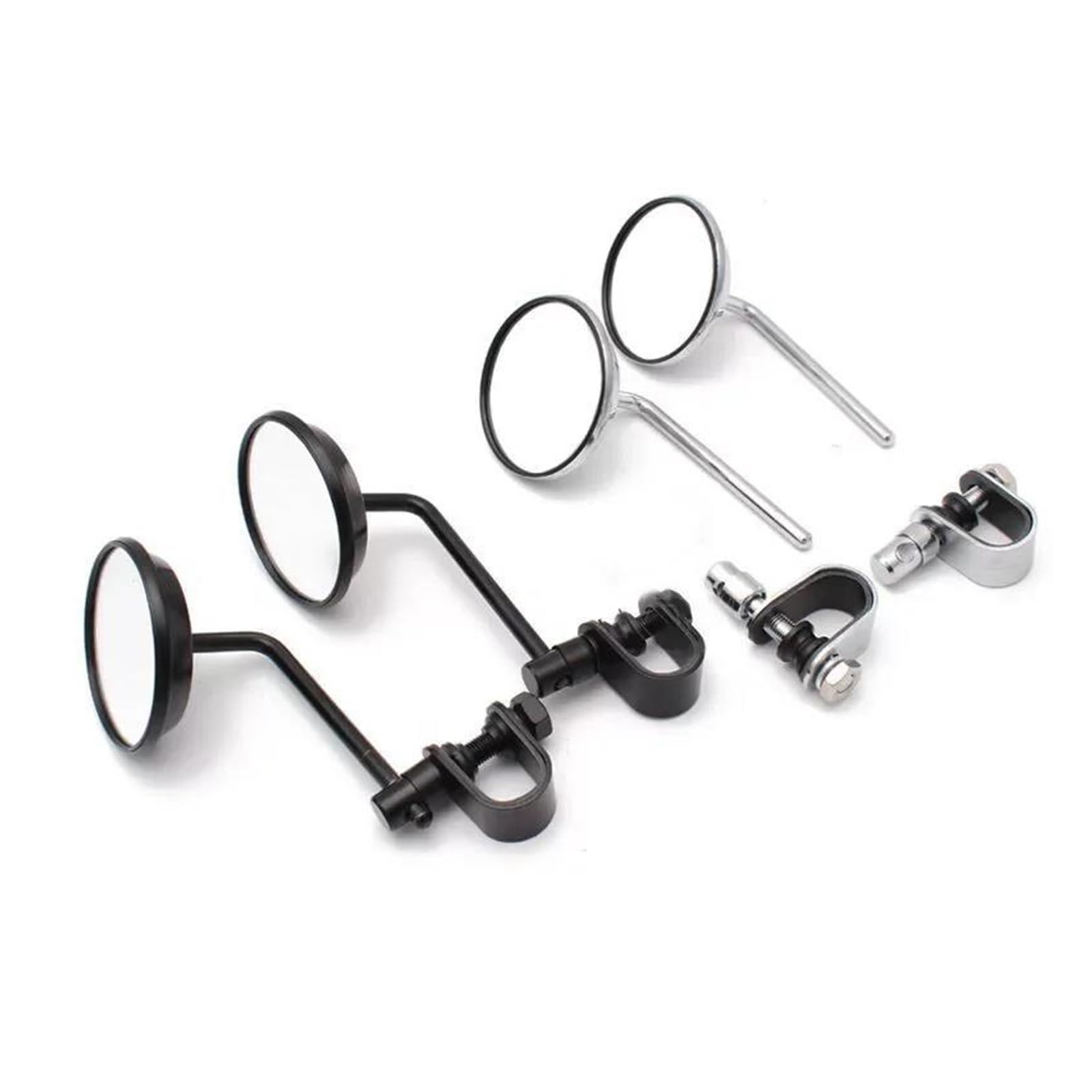 retrovisori moto Per Specchietti Motociclette Pinza Universale Scooter Strada Bici Sportive Stile Rotondo Piccolo(Black)