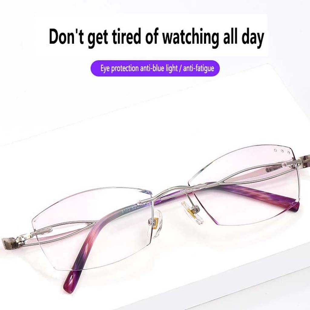 WZX Gafas de Lectura antifatiga ultraligeras, Gafas de Lectura antiazules multienfoque para Mujer, Gafas de Ordenador, Gafas antipresbicia para Ancianos sin Marco para Mujer