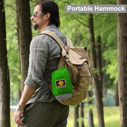 Image of Camping Hammock with Net,Travel Portable Lightweight Hammocks with Tree Straps and Solid D-Shape Carabiners,Parachute Nylon Hammock for Outsides Backpacking Beach Backyard Patio Hiking