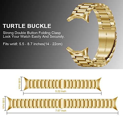 Image of Yeahxing No-Gap Metal-Band for Google-Pixel Watch-2 - Stainless Steel Band for Google Pixel Watch 4 /3 /2 /1 41mm 2025, Adjustable Wristband for Men Women