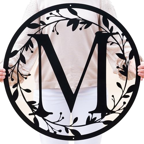 Outdoor Metal Circle Letter Monogram with Vines | Wedding Couples Gift