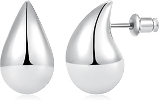 Teardrop Earrings Dupes for Women 14K Gold Plated, Chunky Drop Earrings for Women with 925 Sterling Silver Post