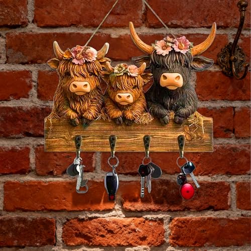 Soporte para llaves de pared con 4 ganchos planos 2D para ahorrar espacio en la entrada 3