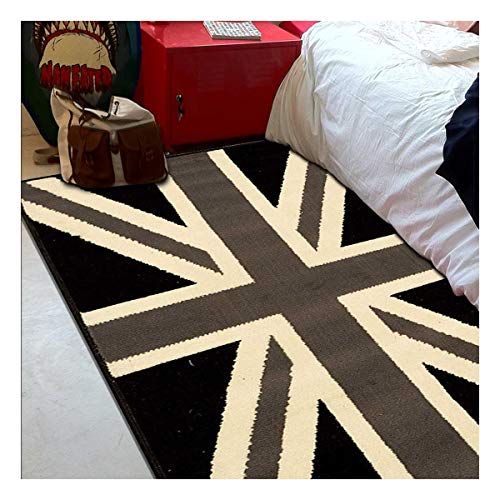 DEZENCO Tapis Enfant 160x225 cm Rectangulaire BC Union Jack Black and Withe Gris Chambre adapté au Chauffage par Le Sol