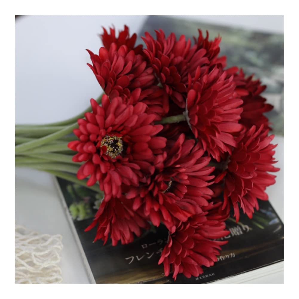 XDLEDMKIZ Lifelike Artificial Flowers, 15pcs Real Touch Simulation Gerbera Bouquet, Fake Flowers Arrangement for Wedding Home