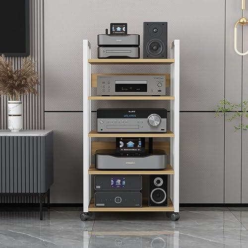 HOFSSI 5 Tier Open Storage Rack Floor-Standing Multi-Function Shelf Cabinet for Home/Office/Audio Video/DJ/Theater