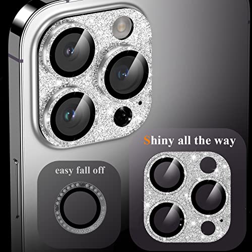 Image of YWXTW for iPhone 13 Pro /iPhone 13 Pro Max Camera Lens Protector, [4TH Gen New Bling Design] Glitter Shiny Diamond Metal Ring Tempered Glass Back Camera Screen Protector Lens Cover