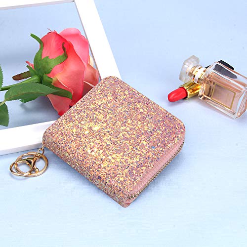 Geead Small Glitter Wallet For Women Girls Mini Coin Purse Pouches With Key Ring #TOP5