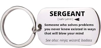 Sergeant Gift, Personalized Sergeant Keychain, Sergeant Jewelry Gift, Coworker Keychain Appreciation Gift for Men and Women
